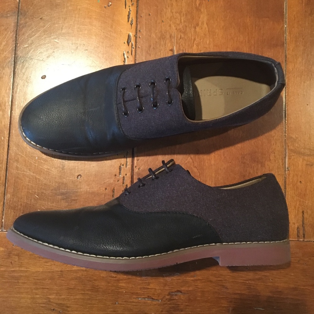 Call It Spring Black Leather and Suede Dress Shoes